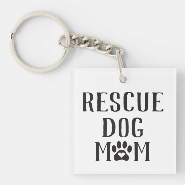 Llavero Rescue Dog Mom Heart Paw Print (Frente)