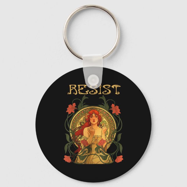 Llavero Resist Art Nouveau Mucha Anti-trump Women Feminist (Anverso)