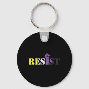 Llavero Resist Raised Fist Protest Lgbtq Bandera No binari