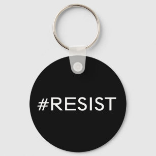 Llavero #Resist, texto blanco en la cadena de claves negra