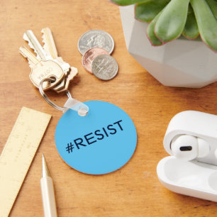 Llavero #Resist, texto negro en la cadena de claves azul c