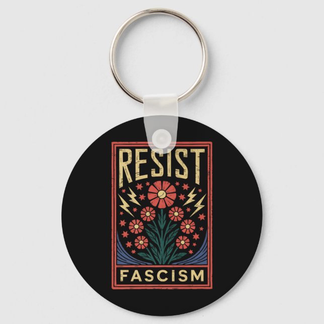 Llavero Resistir al fascismo como protesta contra Trump (Anverso)