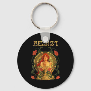 Llavero Resistir Art Nouveau Mucha Anti-trump Mujeres Femi
