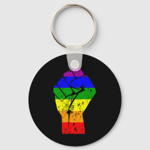 Llavero Resistir el orgullo gay con la bandera arcoiris de