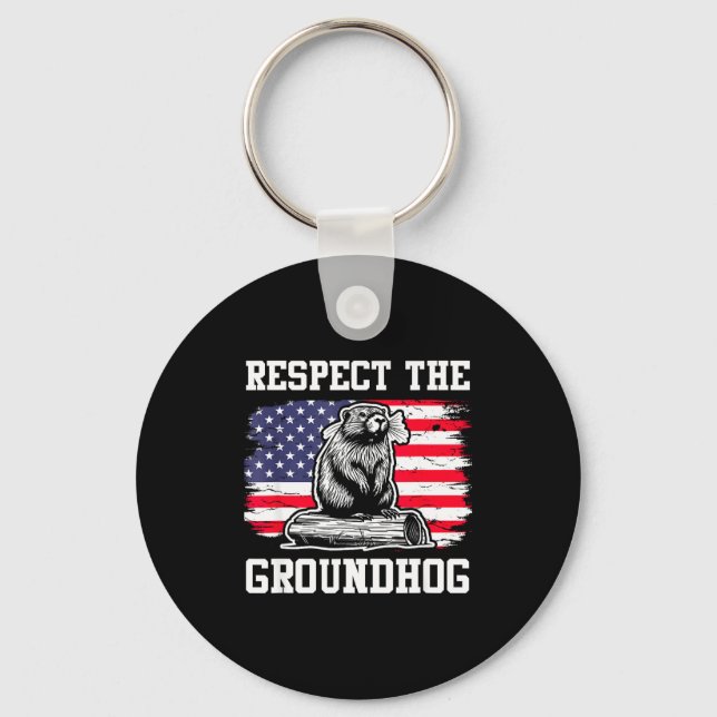 Llavero Respect The Groundhog Usa American Flag Groundhog  (Anverso)