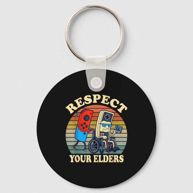 Llavero Respect Your Elders Gaming Control 80s Retro Funny (Anverso)