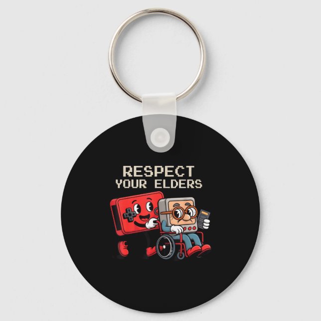Llavero Respect Your Elders Gaming Control Retro Funny Gam (Anverso)