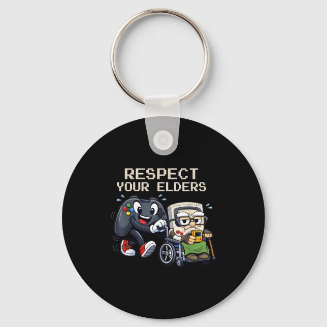 Llavero Respect Your Elders Gaming Control Retro Funny Gam (Anverso)
