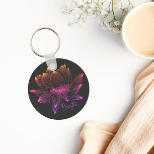 Llavero Respira Loto Arcoíris Negro Mindfulness Floral