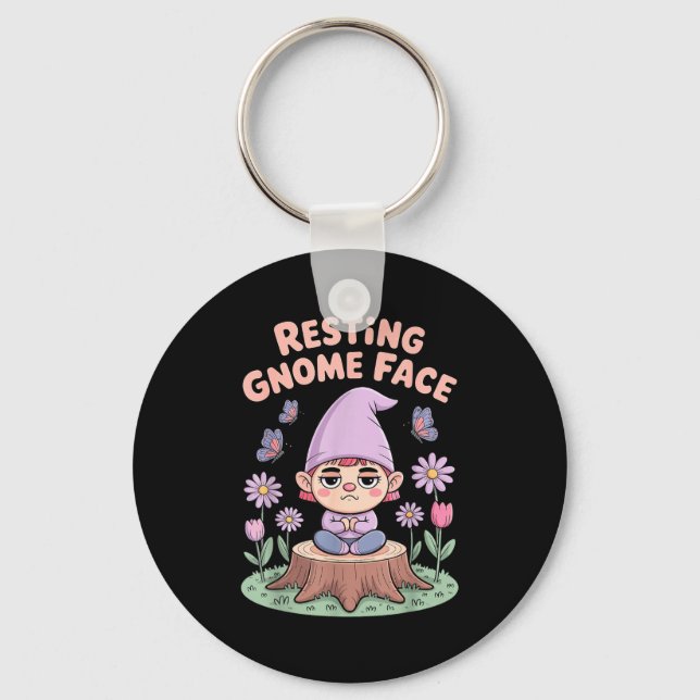 Llavero Resting Gnome Face Cute Funny Christmas Kawaii Car (Anverso)