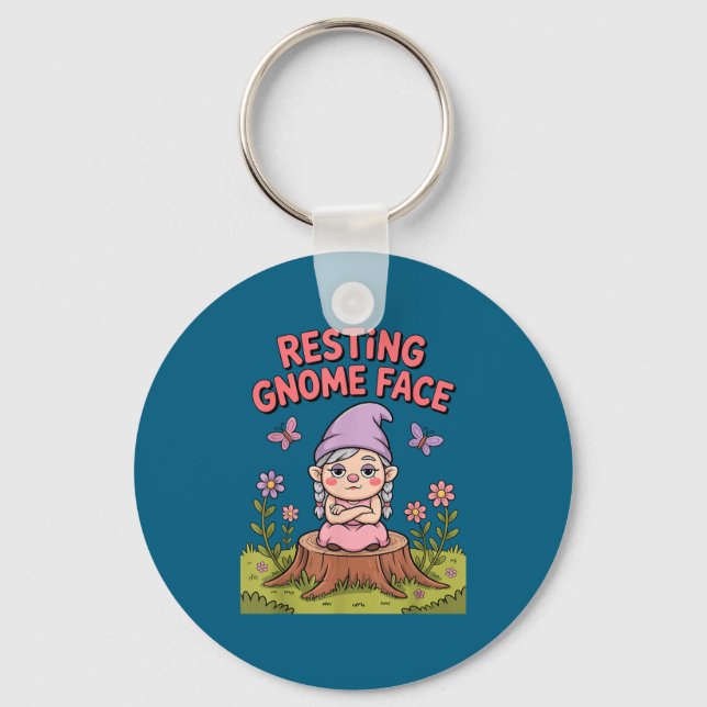 Llavero Resting Gnome Face Cute Funny Christmas Kawaii Car (Anverso)