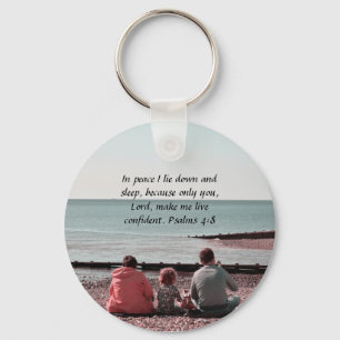 Llavero Resto pacífico - Salmo 4:8 Diseño Inspirador