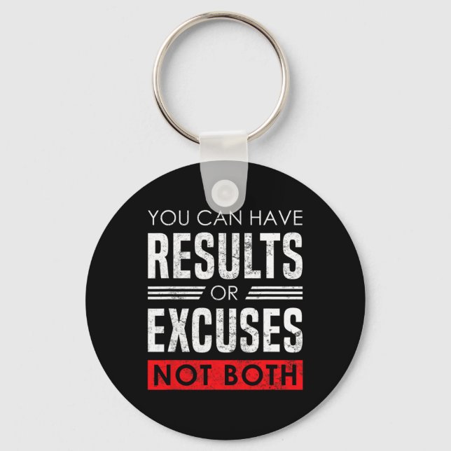 Llavero Results Or Excuses - Motivational Bodybuilding Quo (Anverso)