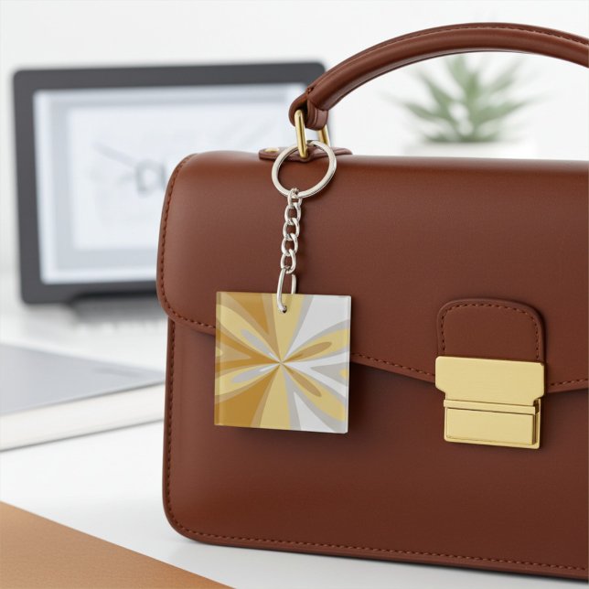 Llavero Resumen amarillo dorado moderno, floral gris plate (Subido por el creador)