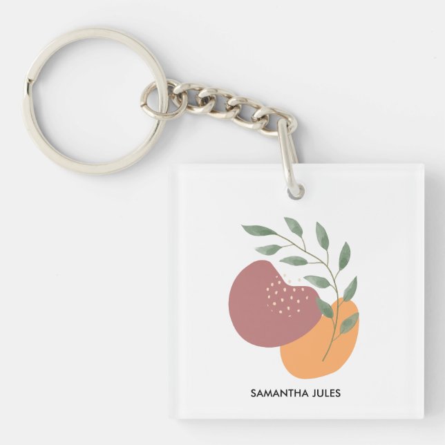 Llavero Resumen botánico de mediados del siglo XX Terracot (Frente)