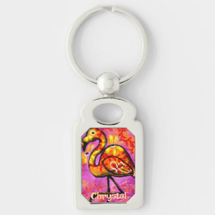 Llavero Resumen caprichoso Flamingo Ave Personalizado