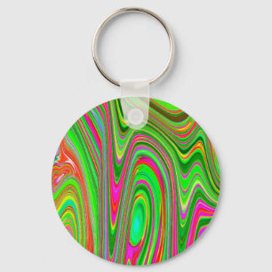 Llavero Resumen de arte groovy de trippy Lime Green y Mage