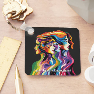 Llavero Resumen de caras coloridas en el Día de la Mujer  