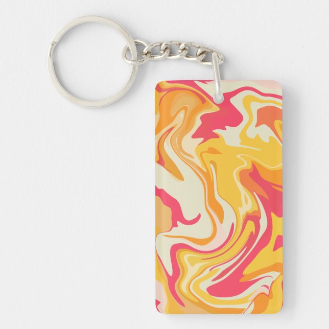 Llavero Resumen de diseño de rotación en tonos cálidos (Frente)