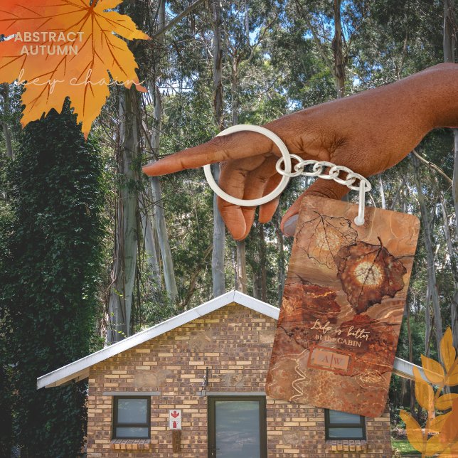 Llavero Resumen de Forest Brown Monograma Keychain acrílic (Forest Brown Abstract Monogram Acrylic Keychain)