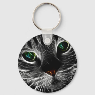 Llavero Resumen de la cara de White Kitty Fractal Kitty