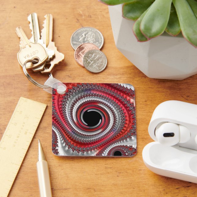 Llavero Resumen de la espiral de gradiente rojo fractal (Escritorio )