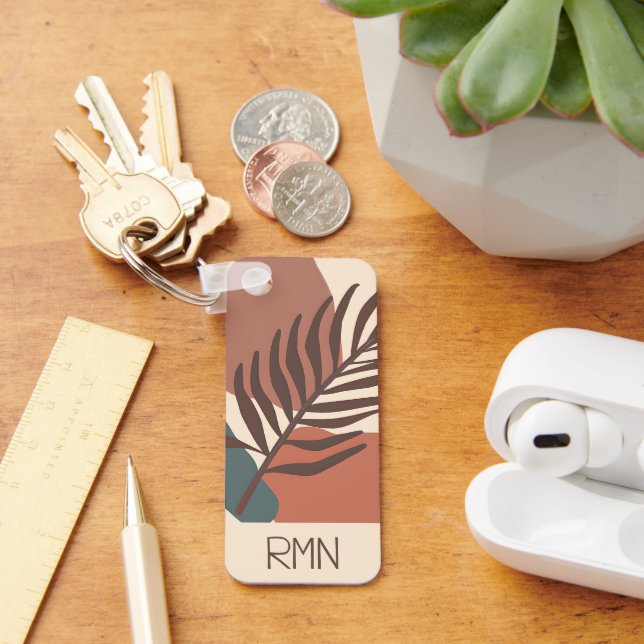 Llavero Resumen de la hoja de palma monograma de arte mini (Escritorio )