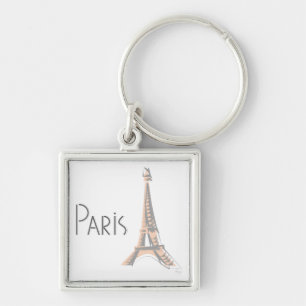 Llavero Resumen de la Torre Eiffel Gris
