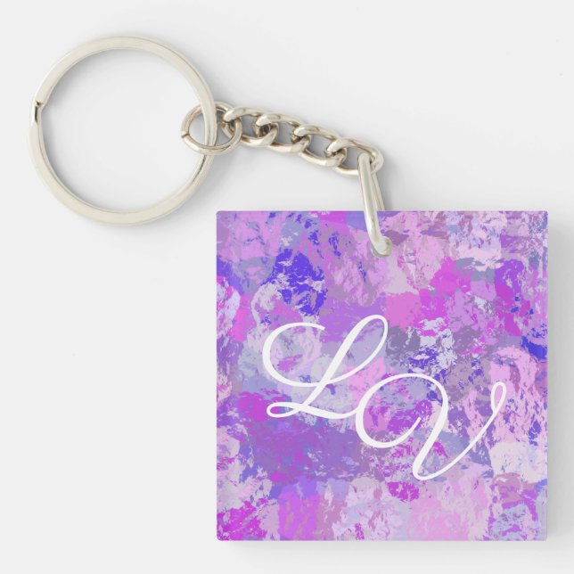 Llavero Resumen de moda Camo Pink Purple Blue (Frente)
