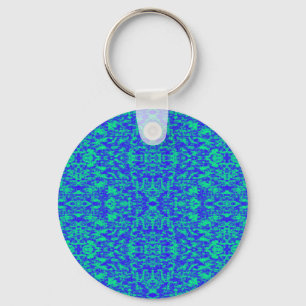 Llavero Resumen Fractal En Azul Y Verde