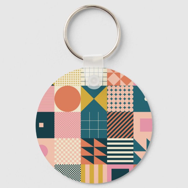 Llavero Resumen geométrico moderno: diseño colorido (Anverso)