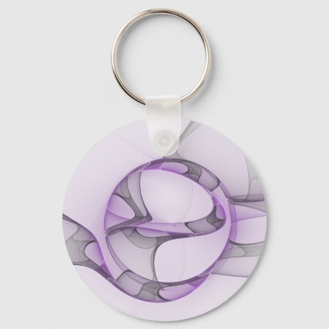 Llavero Resumen moderno Art Fractal Lavender Gris (Anverso)