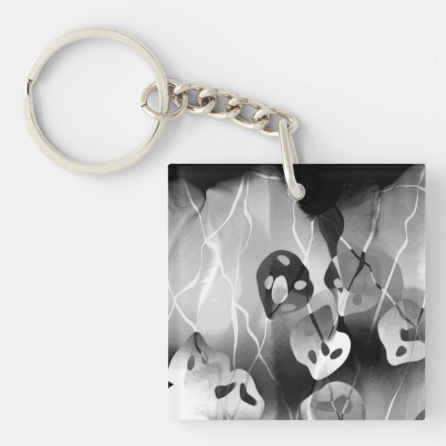 Llavero Resumen Moderno De Blanco Y Negro (Frente)