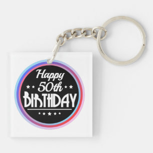 Llavero Resumen moderno Feliz cumpleaños número 50