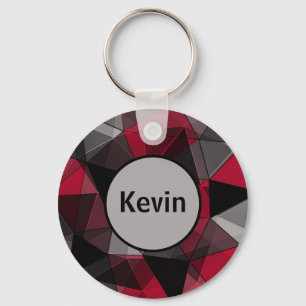 Llavero Resumen, negro y rojo, triángulo, geométrico, negr