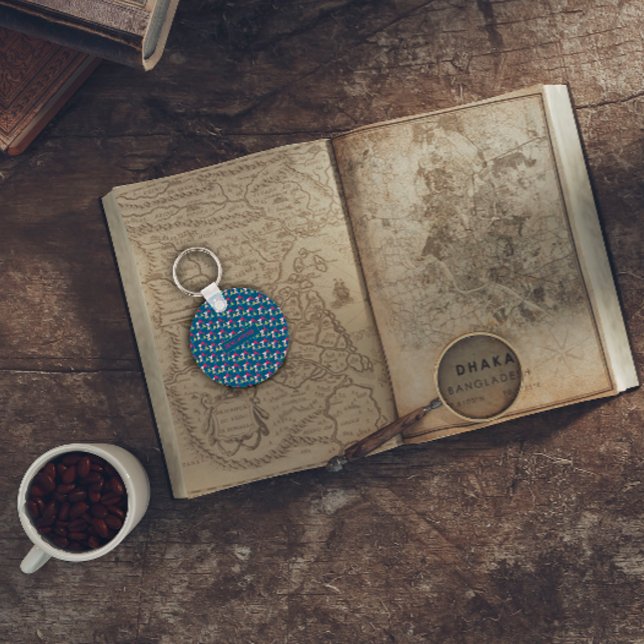 Llavero Resumen nombre de patrón triangular azul (Subido por el creador)