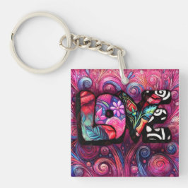 Llavero Resumen Palabra de amor Graffiti Valentine Floral 