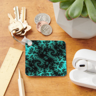 Llavero Resumen Patrón fractal verde negro