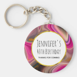 Llavero Resumen rosa y negro con cumpleaños de nado de nad