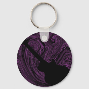 Llavero Resumen Swirls Guitar Keychain, Purple