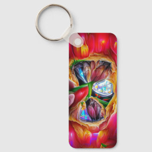 Llavero Resumen vibrante Reflexiones tulipanas