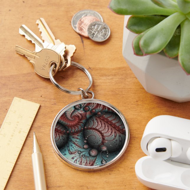 Llavero Resumen Vivid Fantasy Fractal Art Brown Blue (Escritorio )