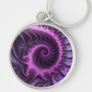 Llavero Resumen Vivid Guay Pink Purple Fractal Art Spiral