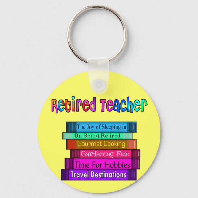 Llavero Retired Teacher Gifts Stack of Books Design (Anverso)