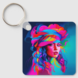 Llavero Retrato abstracto vibrante
