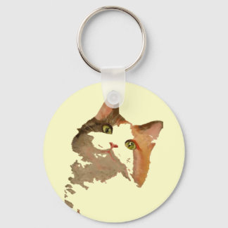 Llavero Retrato artístico de gato de Calico teñido de colo
