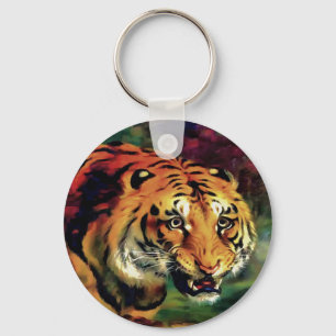 Llavero Retrato artístico del tigre parpadeante