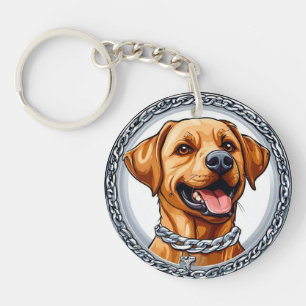 Llavero Retrato Bonito de Labrador Amarillo Regalo para Am