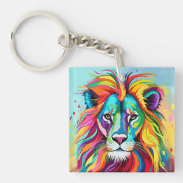 Llavero Retrato colorido de la cabeza del león