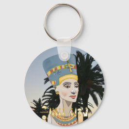 Llavero Retrato colorido de Nefertiti y palmeras